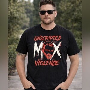All Elite Wrestling AEW Mens T-shirt - Bloody Mox Unscripted Violence Medium